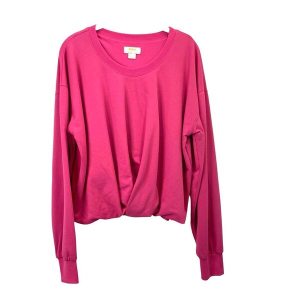 Anthropologie Maeve Twist-Front Sweatshirt top Size M pink - Picture 4 of 9